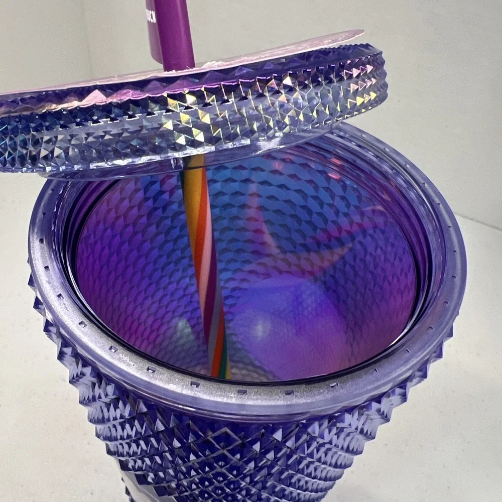 Starbucks‎ Purple Tumbler Rainbow Straw Studded Bling Venti 2024 New